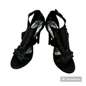 Delicacy women’s heels size‎ 9 black silver chain